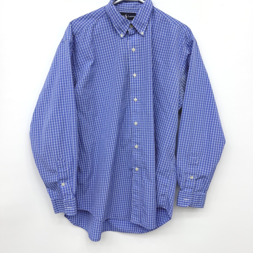 Ralph Lauren Blake Button Down Shirt Plaid Mens Large Blue